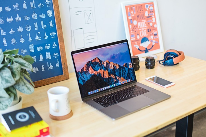 open laptop working desk